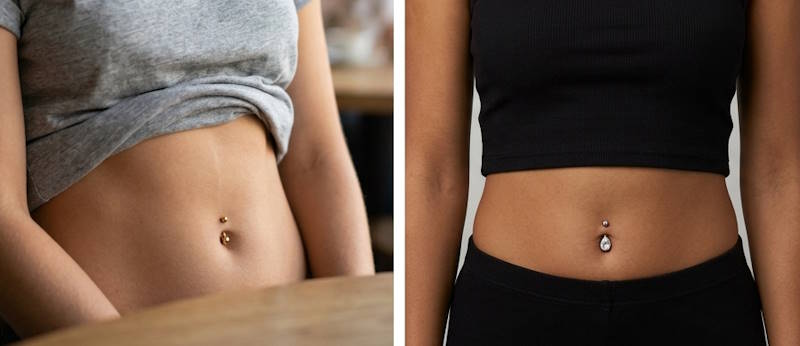 Bauchnabel-Piercings an 2 Frau