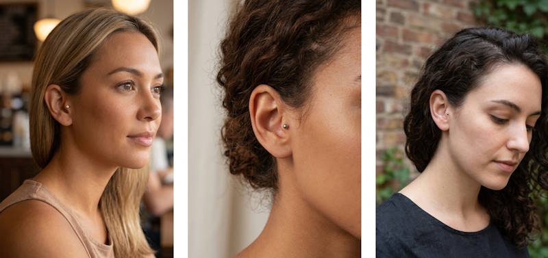 Tragus Piercing im Ohr - 3 Varianten