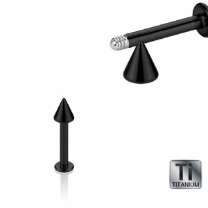 Black Titanium - Labret - cones 1,6 mm - 12 mm - 5 mm