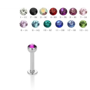 Steel - Labret - crystal 1,2 mm - 2,5 mm - AQ