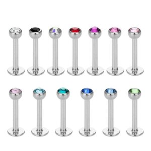 Steel - Labret - crystal 1,2 mm - 2,5 mm - AQ