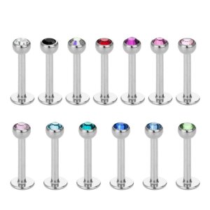 Steel - Labret - crystal 1,2 mm - 3 mm - DB