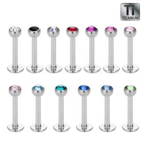 Titanium - Labret - crystal 1,2 mm - 2,5 mm - BZ