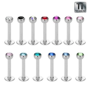 Titanium - Labret - crystal 1,2 mm - 2,5 mm - LR