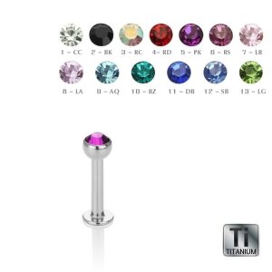 Titanium - Labret - crystal 1,2 mm - 3 mm - SB