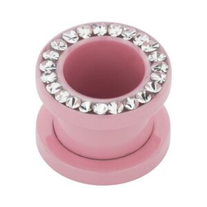 Stahl - Flesh Tunnel - pink - Kristall - SWAROVSKI - Supernova Concept - 8 mm