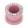 Stahl - Flesh Tunnel - pink - Kristall - SWAROVSKI - Supernova Concept - 8 mm