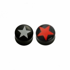 12 mm - WT- White STAR/Weisser Stern -  - Acryl - Plug -...