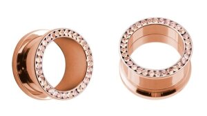 Rosegold Steel - Flesh Tunnel - Kristalle 3 mm