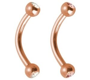 Rosegold Steel - Banane - Kristall Schraubkugeln 1,2 mm (Kugel 3 mm) 6 mm Kristallklar