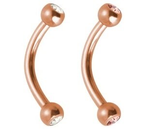 Rosegold Steel - Banane - Kristall Schraubkugeln 1,2 mm...