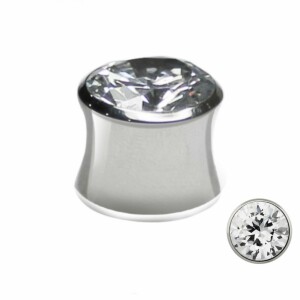 Steel - Plug - Double Flared - with Cubic zirconia  8 mm