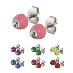 Pink - CC - Crystal Clear/ Kristallklar - Stahl - Ohrring...