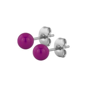 Blanc / Blanc - 8 mm - Acier - Boucles doreilles -...