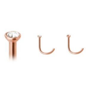 Rosegold Steel - Nose spiral with crystal
