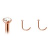 Rosegold Steel - Nose spiral with crystal 1,0 mm CC- Crystal Clear/Kristallklar
