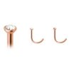 Rosegold Steel - Nose spiral with crystal 1,0 mm LH- Light Peach