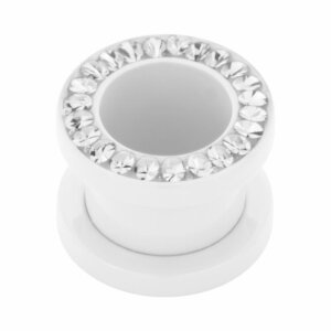Steel - Flesh Tunnel - white - crystal - SWAROVSKI - Supernova Concept