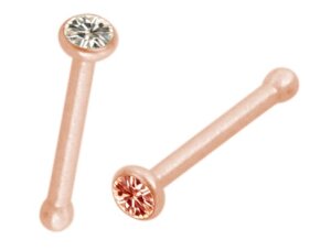 Rosegold Steel - Nasenpin - Kristall 1,0 mm CC- Kristallklar