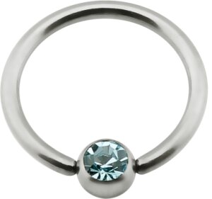 Titan - Nipple Ring - Aquamarine (AQ) - 14 mm