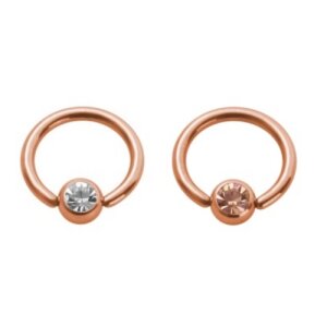 Rosegold Steel - BCR Klemmring - Kristall