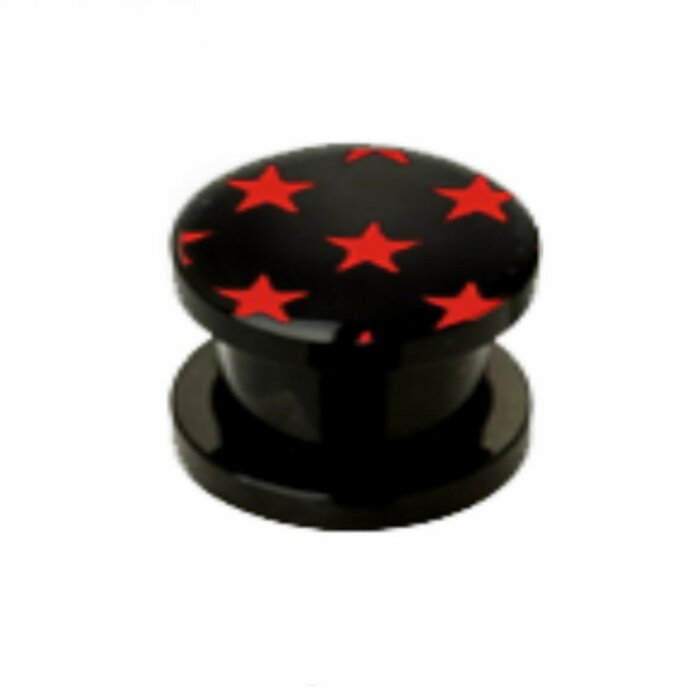 Acrylic - Plug - red Star  8 mm