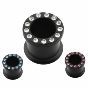 5 mm - PK - Pink - Silikon - Tunnel - schwarz - Kristall