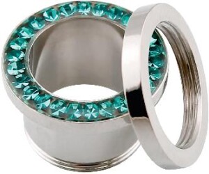 8 mm - AQ - Aigue-marine - Acier - Tunnel - Cristaux - Epoxy
