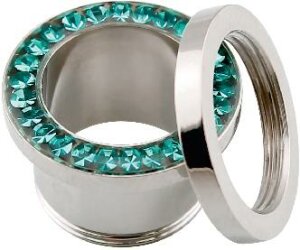 10 mm - AQ - Aquamarine - Stahl - Tunnel - Kristalle - Epoxy