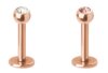 Rosegold Steel - Labret - Kristall 1,2 mm 6 mm 3 mm CC- Crystal Clear/ Kristallklar