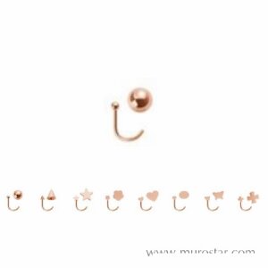 Rosegold Steel - Nasen Spirale - Motiv Herz