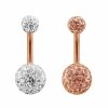 Rosegold Steel - Banana - Double bille époxy 8 mm LH- Peach
