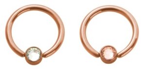 Rosegold Steel - Klemmring - Flat Ball Kristall 8 mm 3 mm...