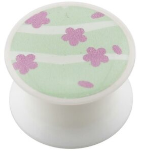 Acryl - Design Plug - weiss - Blumen