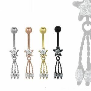 Stahl - Banane - Kristallanhänger - Sterne Gold Steel