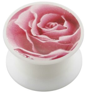 Acrylic - Design Plug - White - Rose