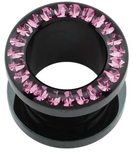 Acrylic - Flesh Tunnel - Black - Pink (PK) - Epoxy
