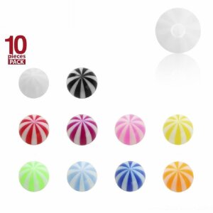 Acrylic - Screw ball - Beachball Design - 10pcs pack