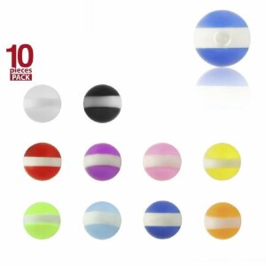 Acrylic - Screw ball - white stripes - 10pcs pack