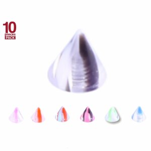 Acrylic - Screw cone - striped - 10pcs pack