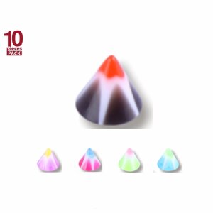 Acrylic - Screw cone - colourful - 10pcs pack