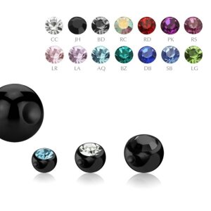 Black Steel - Clip-in ball - with crystal