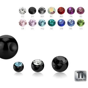 Black Titanium - Clip-in ball - with crystal