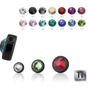 Black Titanium - Clip-in flatball - with crystal