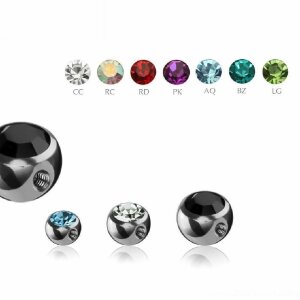 Steel - Screw ball - crystal - 90° thread - 1,6mm