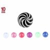 Acrylic - Screw ball - whirl Design - 10pcs pack 5 mm - WT/BK