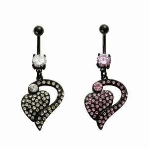 Black Steel - Banana - Crystal - heart decorated