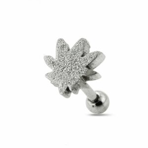 Steel - Ear stud - Marihuana - with Glitter - Tragus