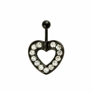 Black Steel - Banana - Crystal - heart Design