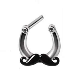 Stahl - Septum Clicker - Mustache Design